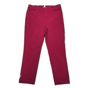 Chico's Brigitte Slim Pull On Ankle Pants Womens 14R Red Career Stretch Office